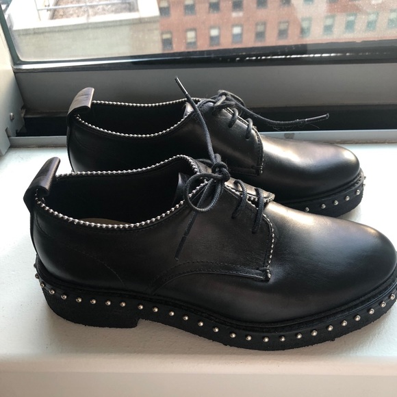 Rag & Bone black leather studded oxfords - Picture 2 of 6